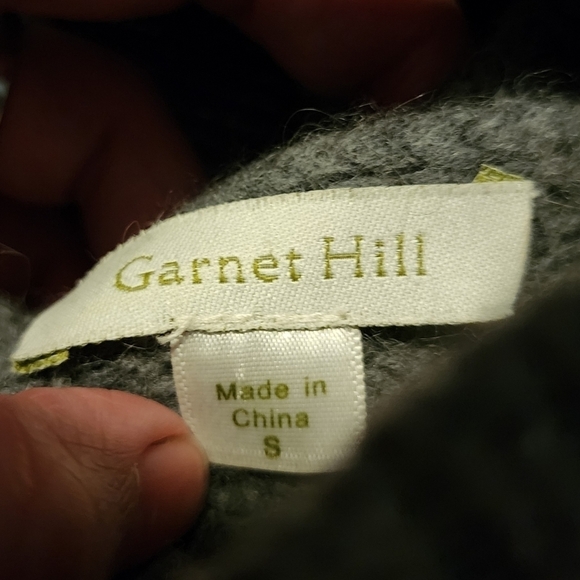 Garnet Hill Grey Ribbed Turtleneck Sweater Angora Rabbit Hair Lambswool Small - Picture 3 of 6